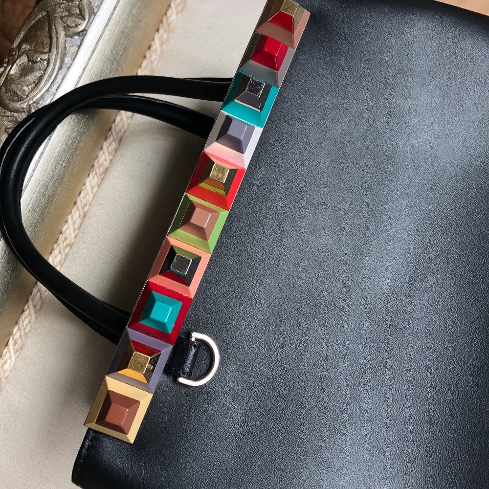 Fendi Petite 2jours Studded Black Leather Bag - Picture 13 of 14